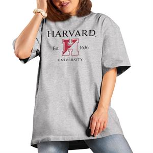 All+Every Harvard University Two Tone Logo Est 1636 Women's Boyfriend Fit T-Shirt