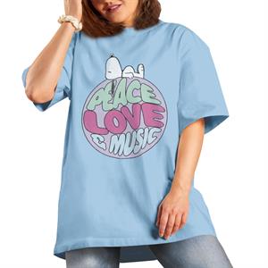 All+Every Peanuts Snoopy Peace Love And Music Women's Boyfriend Fit T-Shirt