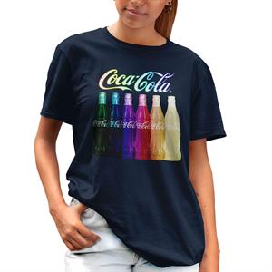 All+Every Coca Cola Rainbow Multi Bottles Women's Boyfriend Fit T-Shirt