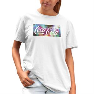 All+Every Coca Cola Colourful Backdrop Women's Boyfriend Fit T-Shirt