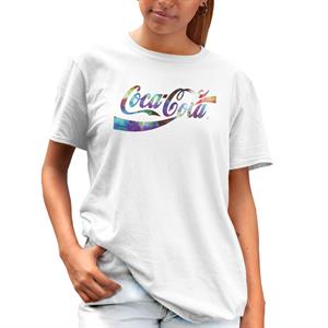 All+Every Coca Cola Colourful Gradient Mist Logo Women's Boyfriend Fit T-Shirt