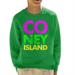 Coney Island Retro Colour Text Kid's Sweatshirt