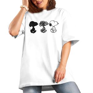 All+Every Peanuts Snoopy Black And White Trio Women's Boyfriend Fit T-Shirt