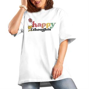 All+Every Peanuts Woodstock Flower Happy Thoughts Women's Boyfriend Fit T-Shirt