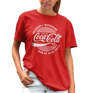 All+Every Coca Cola Circle Logo White Text Women's Boyfriend Fit T-Shirt