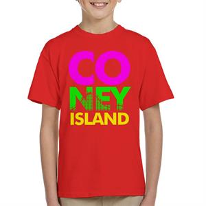 Coney Island Retro Colour Text Kid's T-Shirt