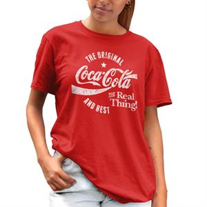 All+Every Coca Cola Distressed Original And Best White Text Women's Boyfriend Fit T-Shirt