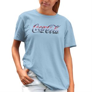 All+Every Coca Cola Horizon Stripe Logo Women's Boyfriend Fit T-Shirt