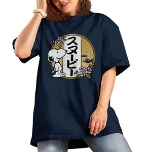 All+Every Peanuts Snoopy Kanji Flowers Women's Boyfriend Fit T-Shirt