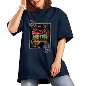 All+Every Route 66 Neon Motel Poster Women's Boyfriend Fit T-Shirt