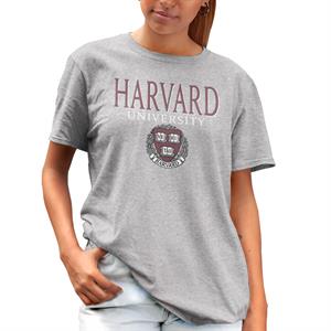 All+Every Harvard University Faded Veritas Crest Women's Boyfriend Fit T-Shirt