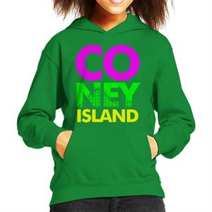 Coney Island Retro Colour Text Kid's Hooded Sweatshirt