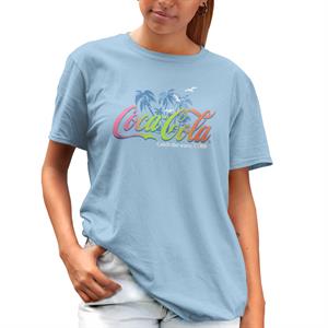 All+Every Coca Cola Palm Tree Logo Catch The Wave Women's Boyfriend Fit T-Shirt