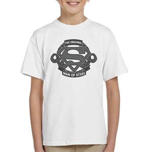 Superman Original Man Of Steel Chain Link Logo Kid's T-Shirt