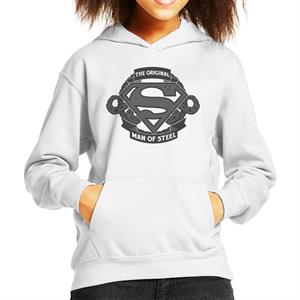 Superman Original Man Of Steel Chain Link Logo Kid's Hooded Sweatshirt