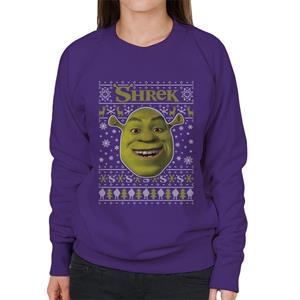 Shrek Christmas Festive Snowflakes Women's Sweatshirt