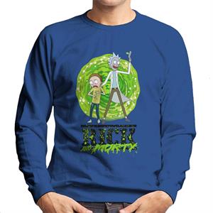 Rick and Morty Portal Green Splatter Text Men's Sweatshirt