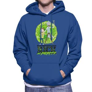 Rick and Morty Portal Green Splatter Text Men's Hooded Sweatshirt