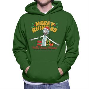 Rick and Morty Merry Rickmas And Happy Human Holidays Christmas Men's Hooded Sweatshirt