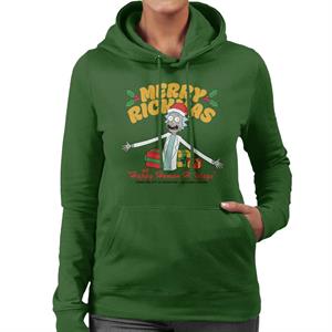 Rick and Morty Merry Rickmas And Happy Human Holidays Christmas Women's Hooded Sweatshirt