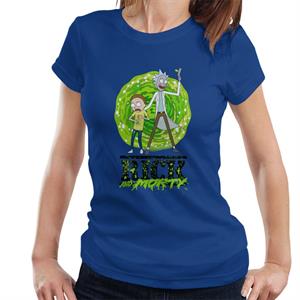 Rick and Morty Portal Green Splatter Text Women's T-Shirt