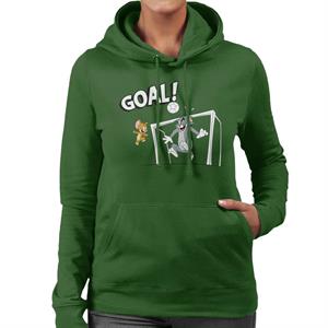 Tom and Jerry Football Back Of The Net Women's Hooded Sweatshirt