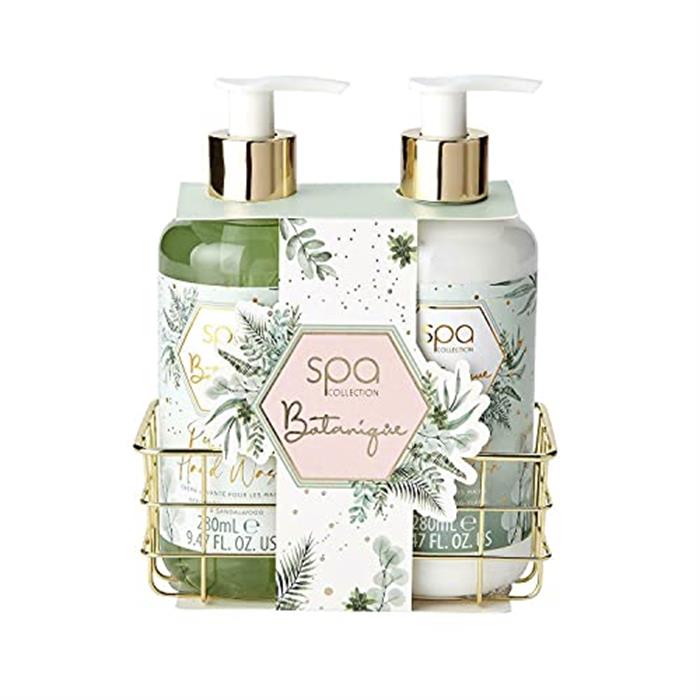 Style & Grace Spa Botanique Luxury Handcare Gift Set Eco Packaging 280ml Hand Wash + 280ml Hand Lotion + Metallic Basket-0