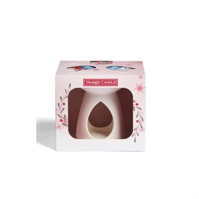 Yankee Candle Wax Melt Warmer Gift Set Ceramic Wax Melt Burner + 3 x 28g Wax Melts (Snow Globe Wonderland, Snowflake Kisses and Peppermint Pinwheels)-0