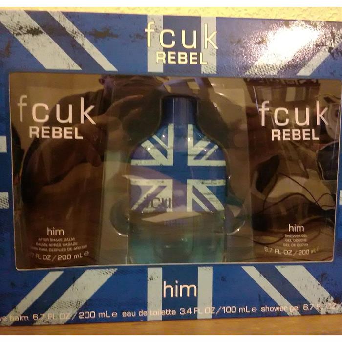 FCUK Rebel For Him Gift Set 100ml EDT + 200ml Shower Gel + 200ml Aftershave Balm-0