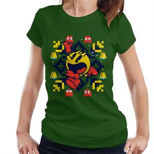 Pac-Man Christmas Snowflakes Running Women's T-Shirt