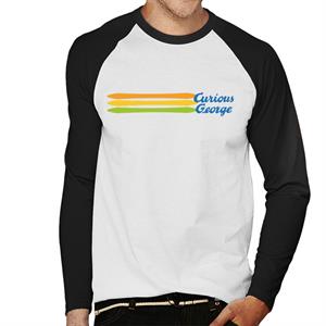 Curious George Blue Logo Men's Baseball Long Sleeved T-Shirt