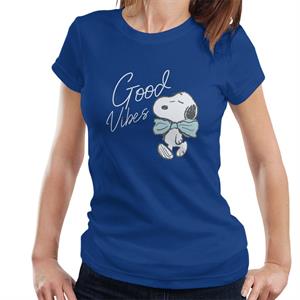 Peanuts Snoopy Blue Bow Tie Good Vibes Women's T-Shirt