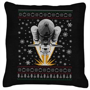 NASA Shuttle Launch Christmas Knit Pattern Cushion