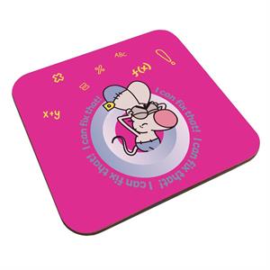 Boy Girl Dog Cat Mouse Cheese Mouse I Can Fix That Coaster