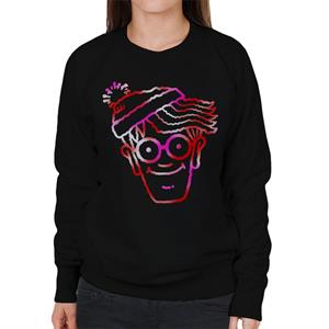 Where's Wally Red And Pink Character Head Outline Women's Sweatshirt