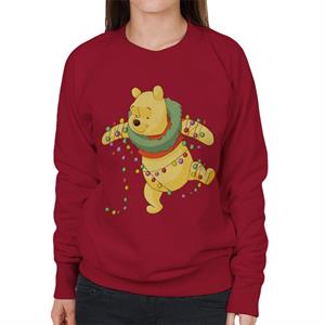 Disney Christmas Winnie The Pooh Tangled In Festive Lights Women's Sweatshirt