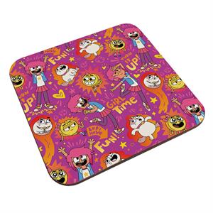 Boy Girl Dog Cat Mouse Cheese Lets Have Fun Coaster