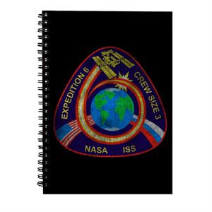 NASA ISS Expedition 6 STS 113 Mission Badge Distressed Spiral Notebook