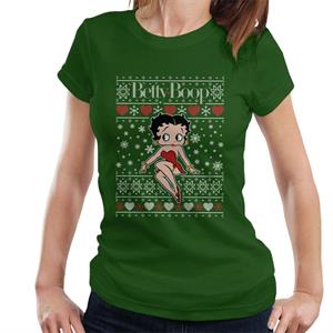 Betty Boop Christmas Knitted Pattern Women's T-Shirt