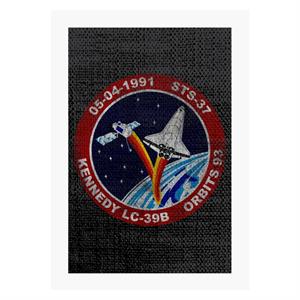 NASA STS 37 Atlantis Mission Badge Distressed A4 Print