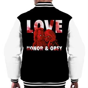 Chucky Tiffany Valentine Love Honor And Obey Men's Varsity Jacket