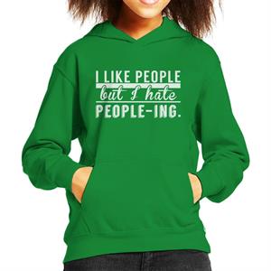 I Like People But I Hate Peopleing Slogan Kid's Hooded Sweatshirt