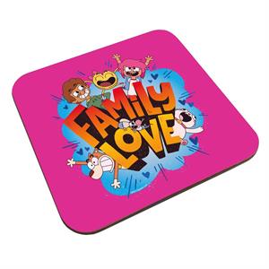 Boy Girl Dog Cat Mouse Cheese Family Love Coaster