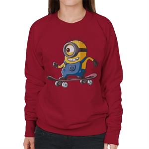 Despicable Me Carl The Minion Skateboarding Women's Sweatshirt