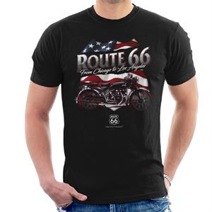 Route 66 US Flag & Motorcycle Men's T-Shirt