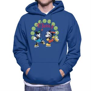 Disney Christmas Mickey And Minnie Mouse Ice Skating Men's Hooded Sweatshirt