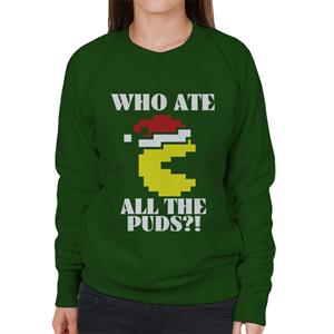 Pac-Man Christmas Who Ate All The Puds Women's Sweatshirt