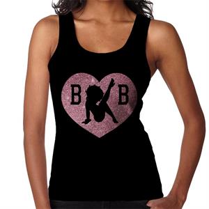 Betty Boop B B Love Heart Silhouette Pink Glitter Women's Vest