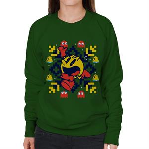 Pac-Man Christmas Snowflakes Running Women's Sweatshirt