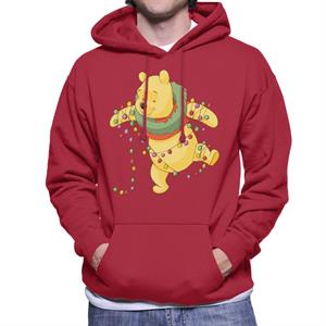 Disney Christmas Winnie The Pooh Tangled In Festive Lights Men's Hooded Sweatshirt